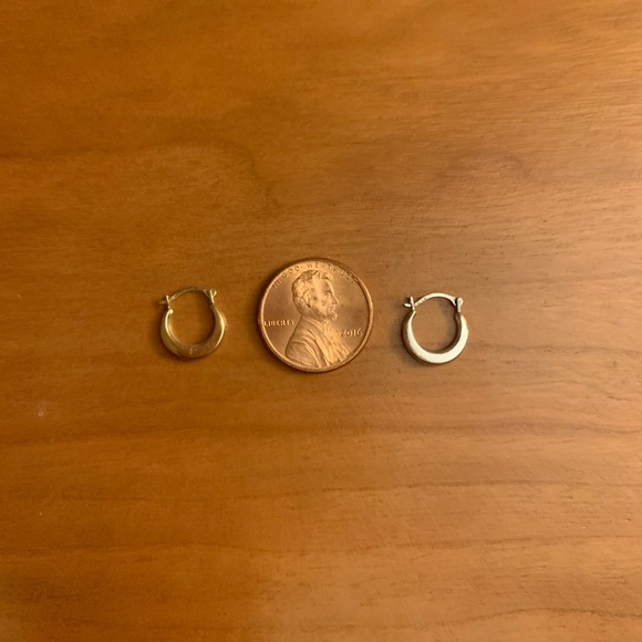 10k Gold and Silver Hoops - Picture 4 of 4